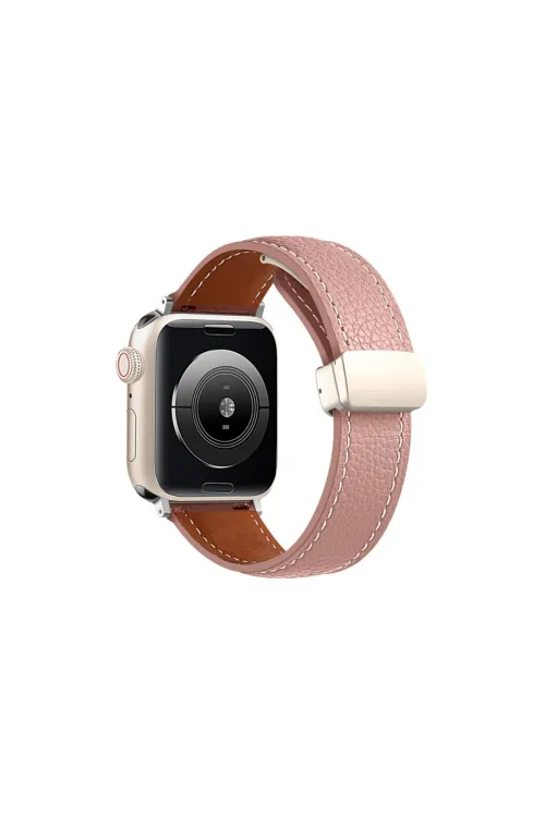 Apple Watch 38mm Kr414 Daks Deri Kordon (saat Değildir) - Pembe