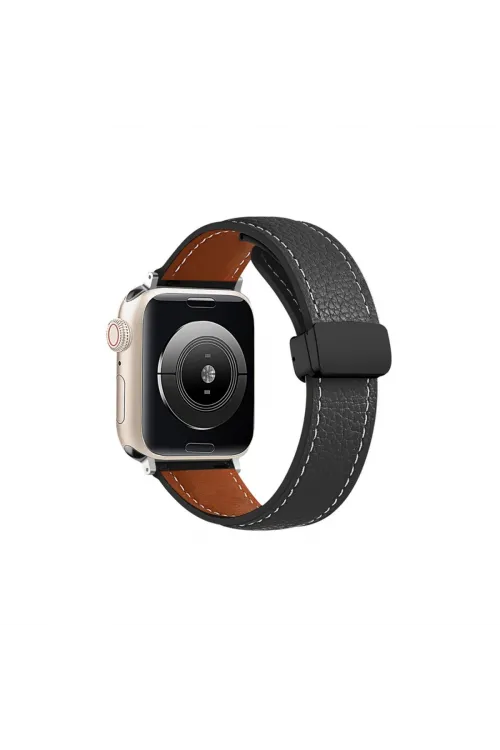 Apple Watch 38mm Kr414 Daks Deri Kordon (saat Değildir) - Siyah