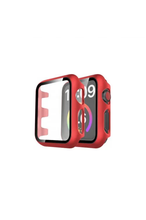 Apple Watch 40mm Camlı Kasa Ekran Koruyucu - Kırmızı