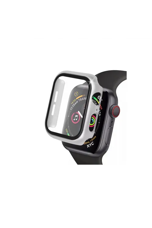 Apple Watch 41mm Camlı Kasa Ekran Koruyucu - Gümüş