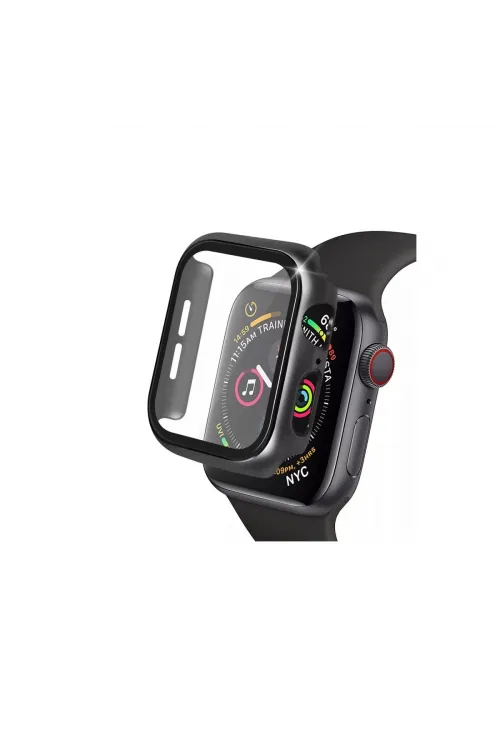 Apple Watch 41mm Camlı Kasa Ekran Koruyucu - Siyah