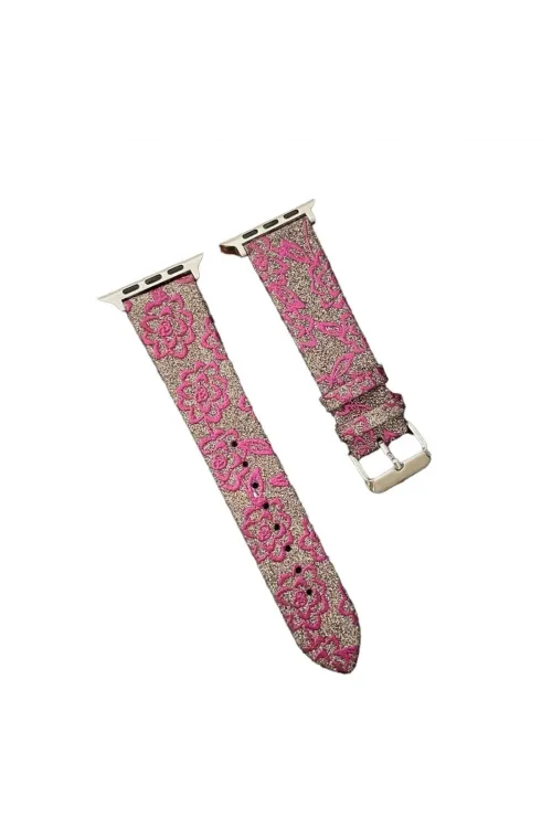 Apple Watch 42mm Creeper Desenli Kordon - Pembe