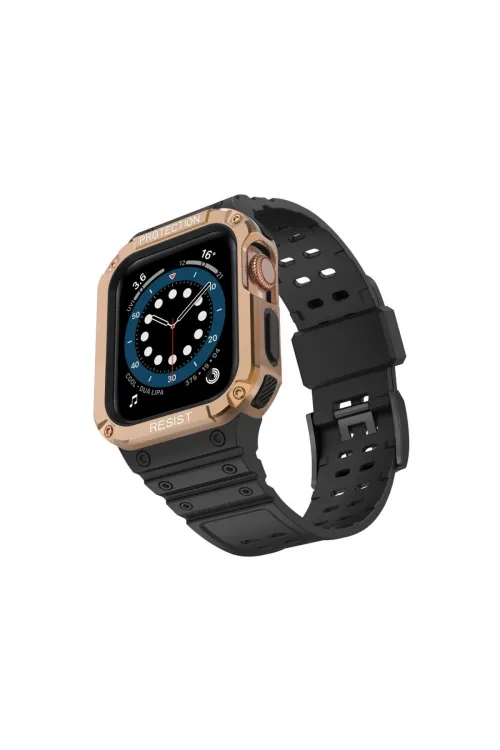 Apple Watch 42mm Kr401 Silikon Kordon - Siyah-rose