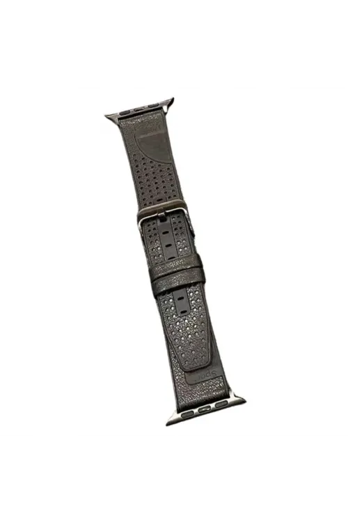 Apple Watch 45mm Buff Deri Kordon (saat Değildir) - Siyah