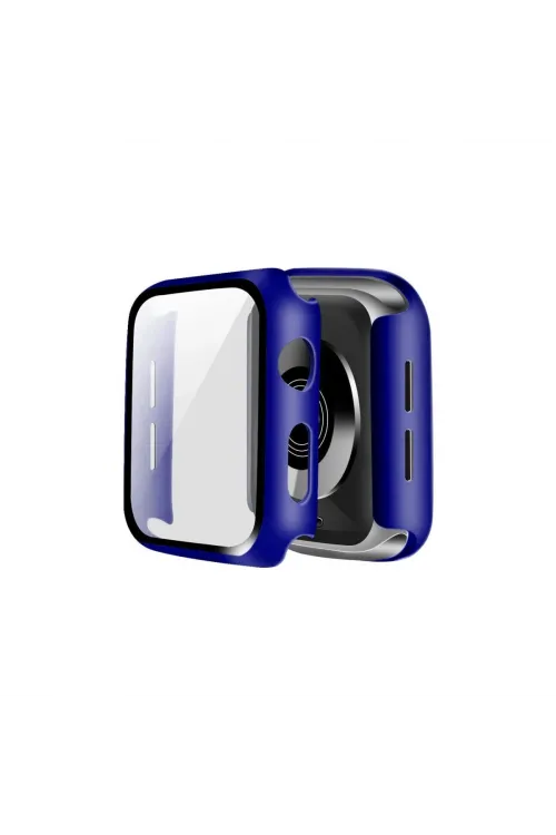 Apple Watch 45mm Camlı Kasa Ekran Koruyucu - Lacivert
