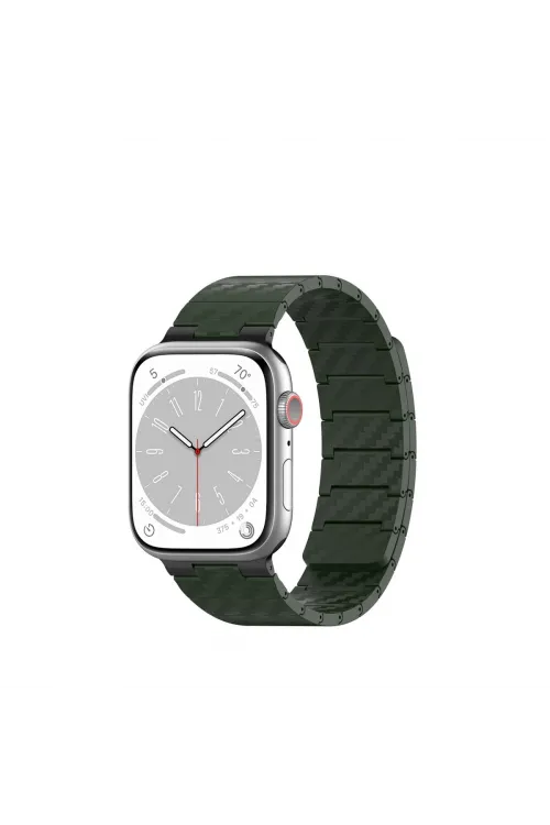 Apple Watch 45mm Carbon Steel Kordon (saat Değildir) - Koyu Yeşil