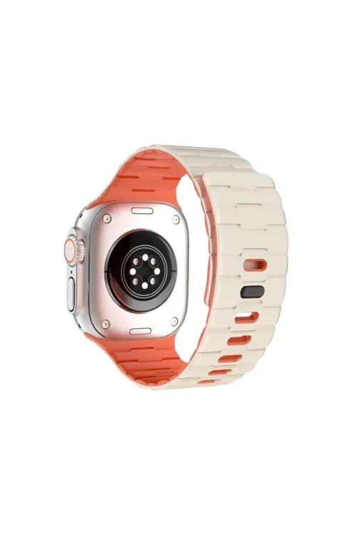 Apple Watch Ultra 49mm Wowen Kordon (saat Değildir) - Beyaz-turuncu