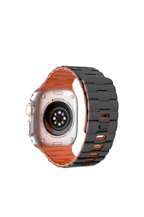 Apple Watch Ultra 49mm Wowen Kordon (saat Değildir) - Siyah-turuncu
