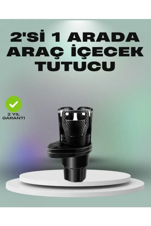 Araba Çift Bardak Tutucu 360° Dönebilen İkisi Bir Arada Ayarlanabilir