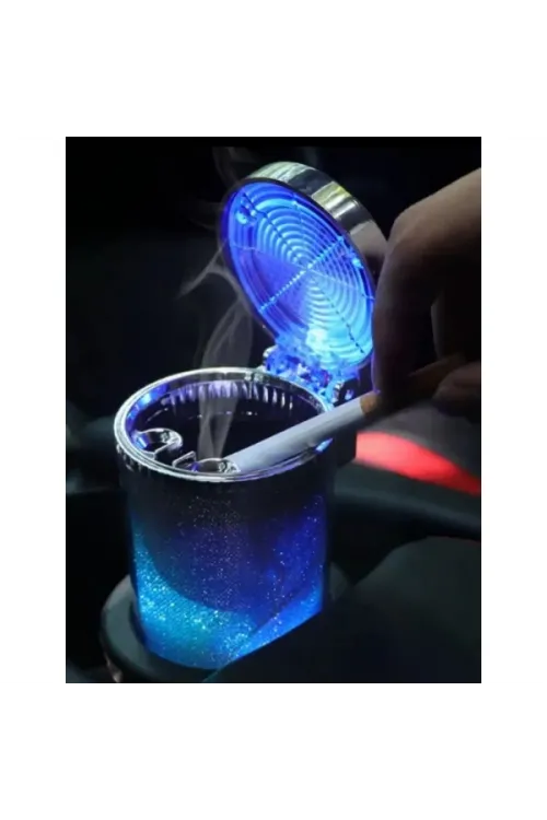 Araç İçi Oto Kokusuz Küllük RGB Işıklı Kapaklı