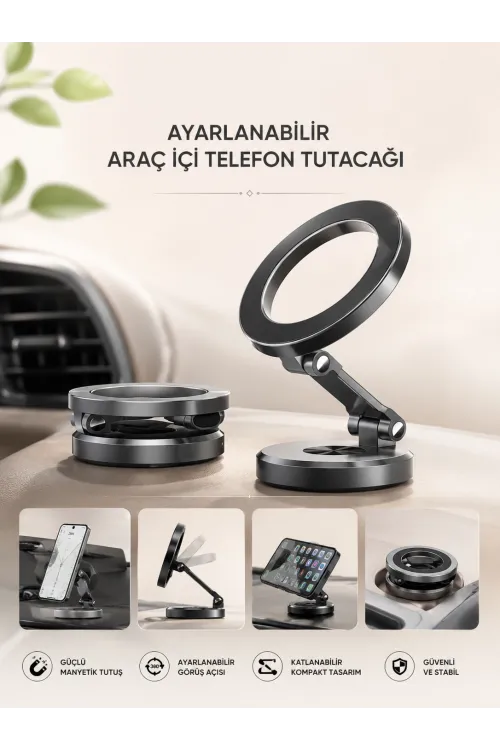 Araç İçi Telefon Tutacağı Manyetik Tasarım Ayarlanabilir