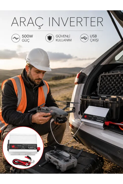 Araçtan Ev Tipi Priz 500w Kullanımı İnvertör