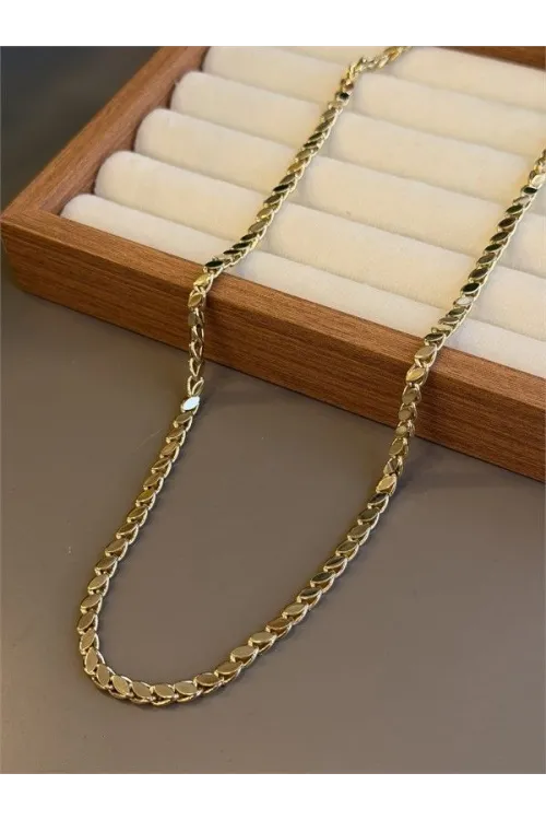 Arpa Zincir Kolye - 70cm - Altın