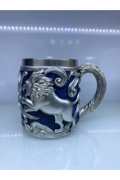 Aslan işlemeli Çelik Kupa Bardak Kod 6974