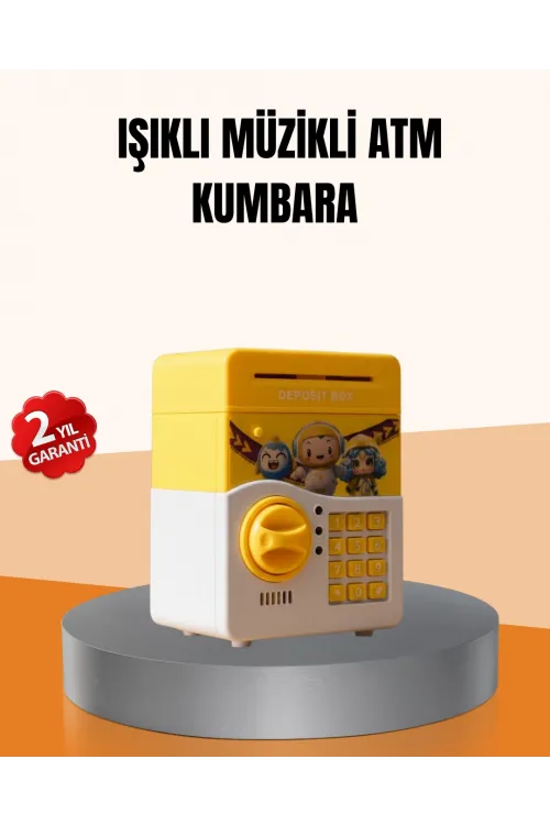 Atm Tasarımlı Sarı Işıklı Sesli Elektronik Kumbara