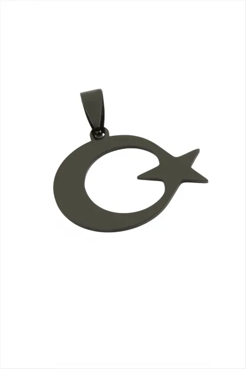 Ay Yıldız Çelik Kolye Ucu 2 cm