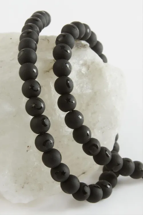 Ay Yıldız Desenli Onix Taşı 8 mm