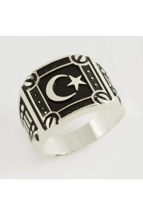 Ay Yıldız Metal Erkek Yüzük