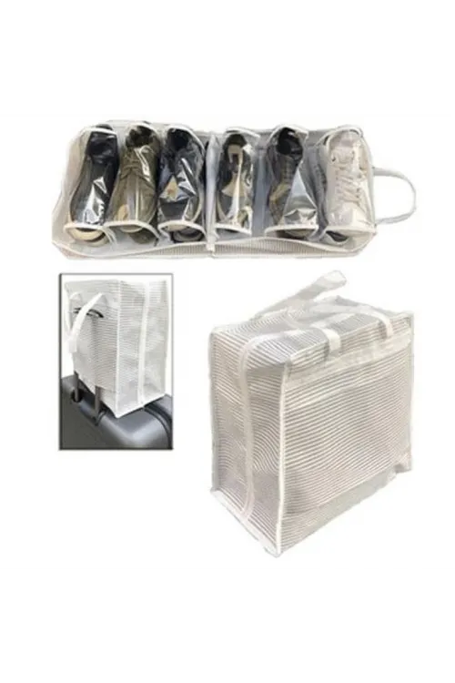 Ayakkabı Saklama Ve Taşıma Çantası (çizgili Model) Shoe Tote