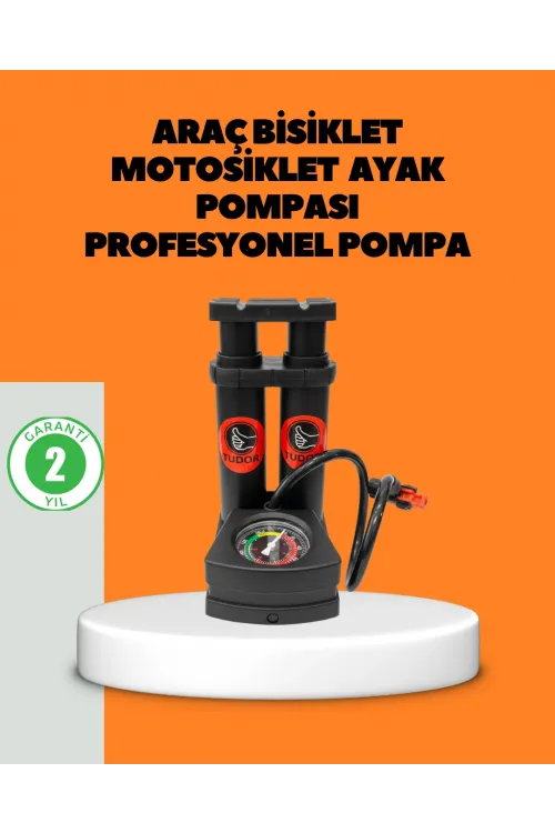 Ayaklı Bisiklet Pompası Basınç Göstergeli Çok Amaçlı