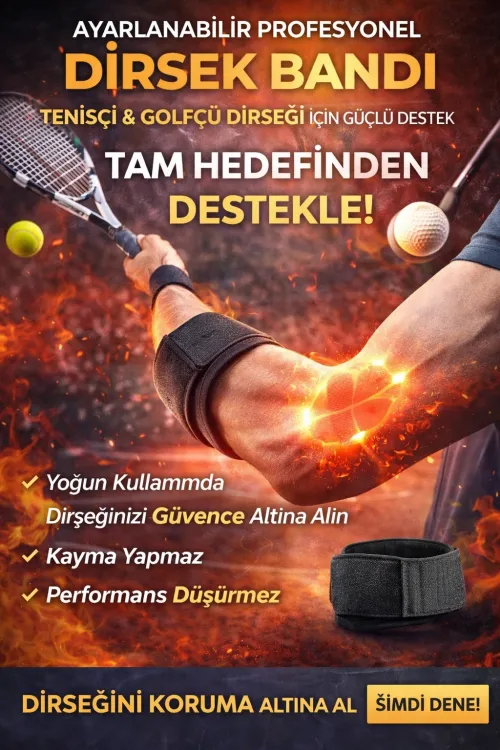 Ayarlanabilir Profesyonel Dirsek Bandı – Tenisçi & Golfçü Dirseği İçin Hedef Odaklı Güçlü Destek