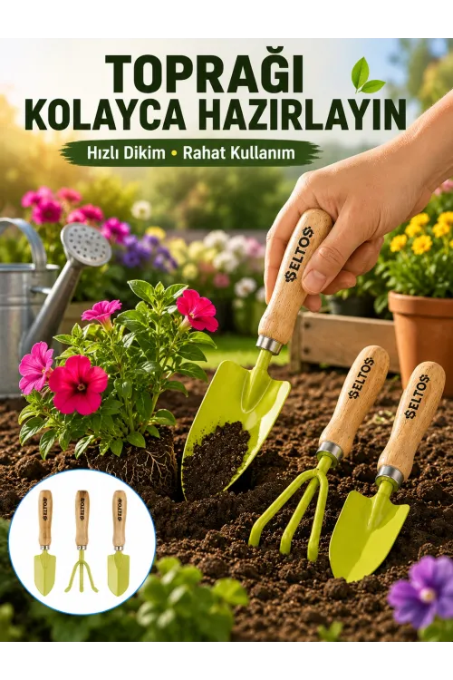Bahçe El Aletleri Seti Toprak Düzenleme Ve Dikim Aparatı