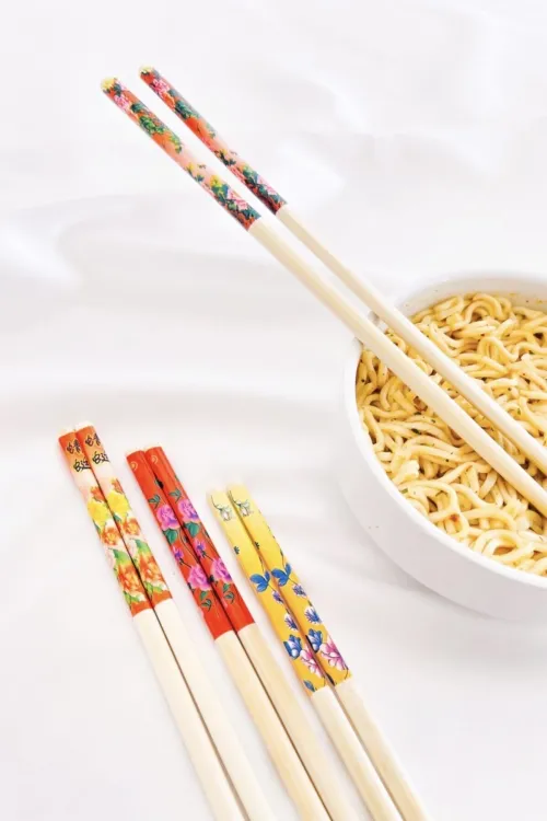 Bambu Chopstick Çubuk Yemek Çubuğu Yıkanabilir Tekrar Kullanılabilir (10 Çift- 20 Adet )