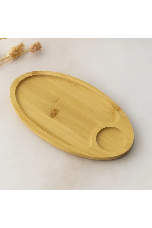 Bambu Oval 2 Bölmeli Mini Servis Tepsisi 25x14x1.4 cm