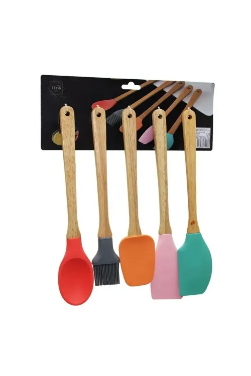 Bambu Saplı Silikon Kaşık Seti 5li