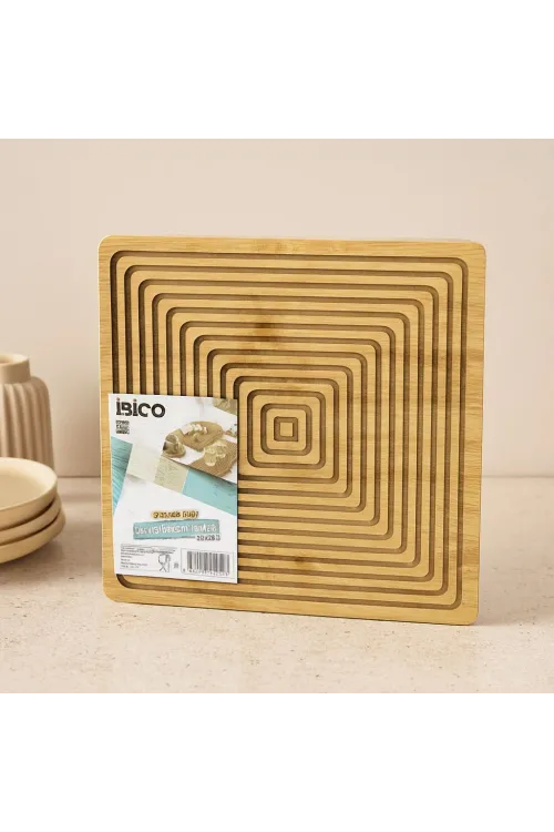 Bambu Servis ve Sunum Tahtası 28x28 cm (Çift Taraflı)