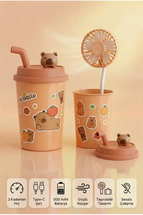 Bardak Model Mini Ayıcıklı Fan