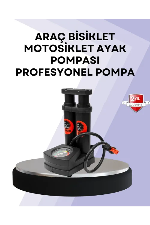 Basınç Saatli Ayak Pompası Bisiklet Ve Araç Uyumlu