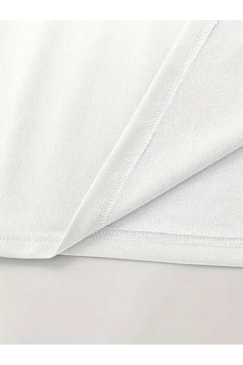 Baskılı Oversize Bisiklet Yaka T-shirt - Beyaz