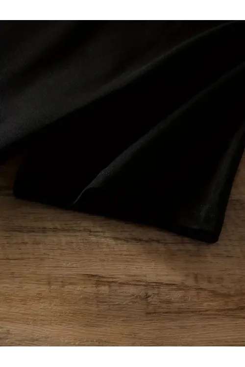 Baskılı Oversize Bisiklet Yaka T-shirt - Siyah