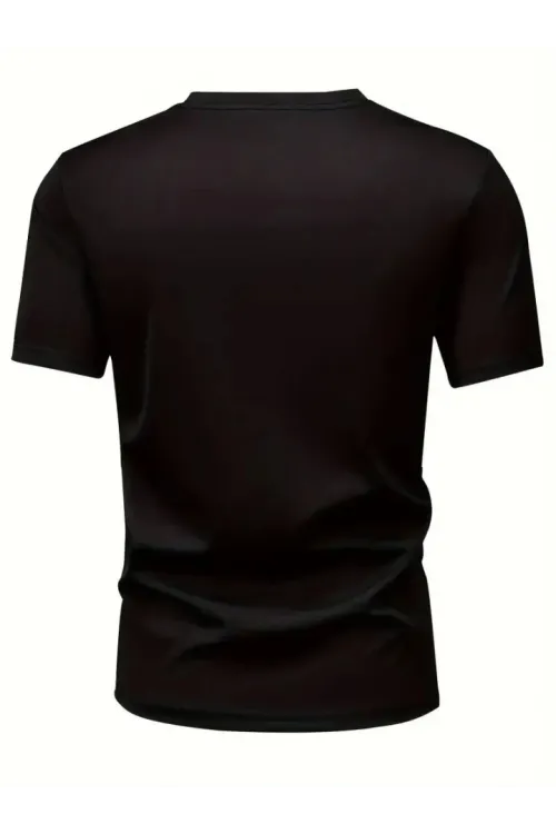 Baskılı Oversize Bisiklet Yaka T-shirt - Siyah