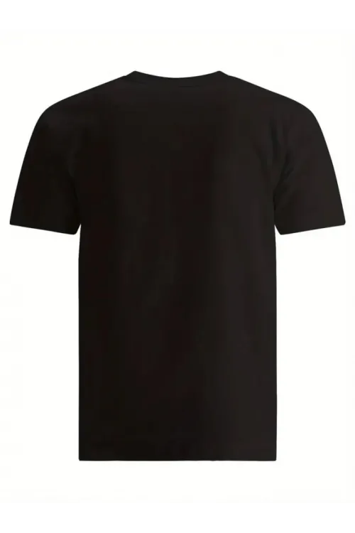 Baskılı Oversize Bisiklet Yaka T-shirt - Siyah