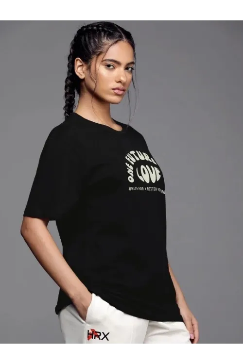 Baskılı Oversize T-shirt - Siyah