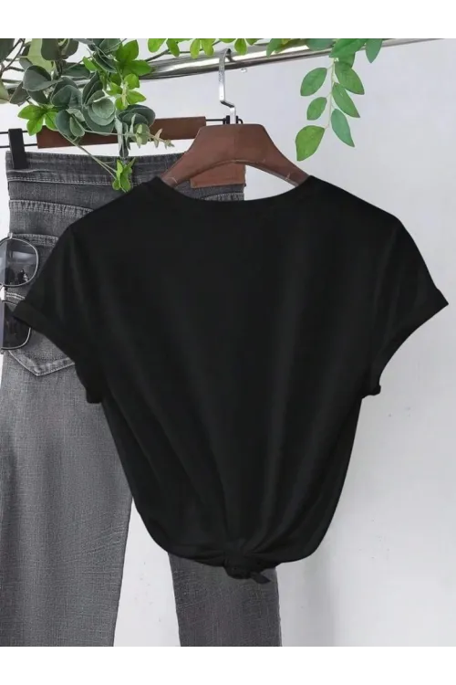Baskılı T-shirt - Siyah