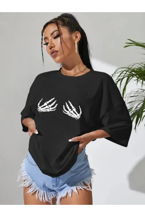 Baskılı T-shirt - Siyah