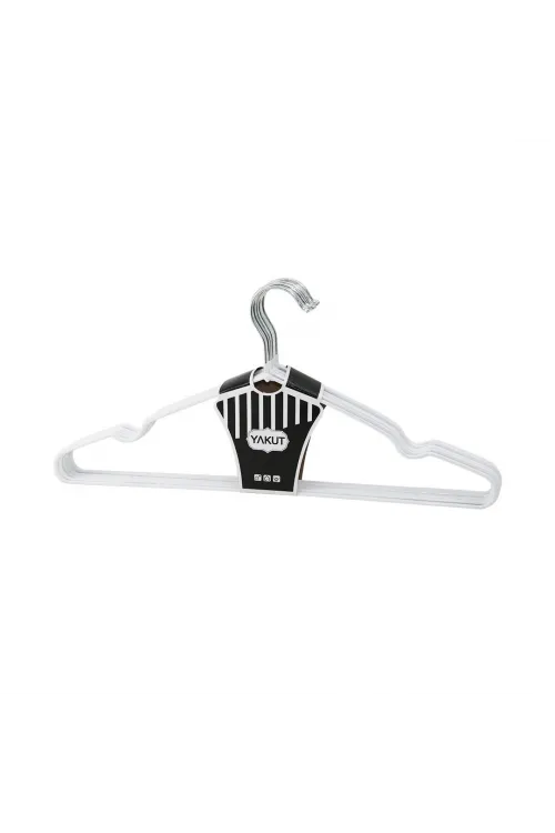 Beyaz 10pcs Silikon Kaplamalı Metal Elbise Askısı 40cm