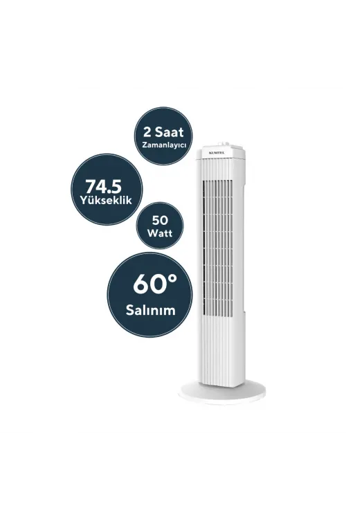 Beyaz 50w 3 Kademe - Zamanlayıcı Kule Tipi Vantilatör Ktf-258w