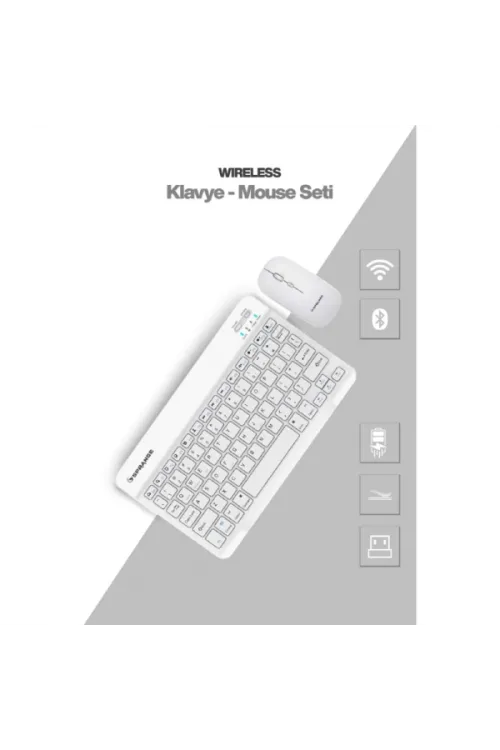 Beyaz Kablosuz Klavye Ve Mouse Seti