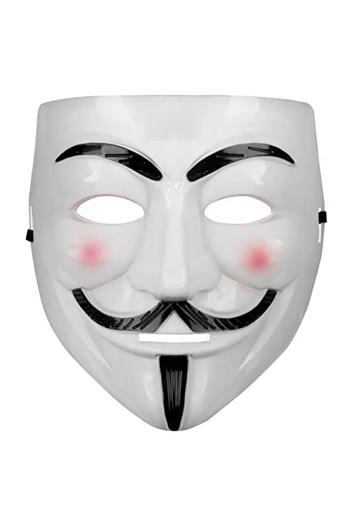 Beyaz Pembe Yanaklı V For Vendetta Maskesi