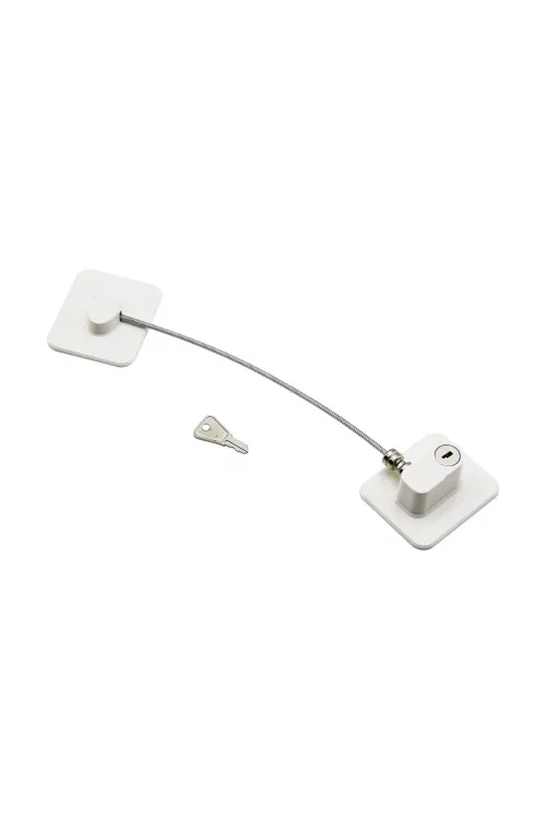Beyaz Plaka   Halatlı  Emniyet Kilit  5x6cm Yapışkanlı Montaj=2pcs Plaka   Halat=18.8cm
