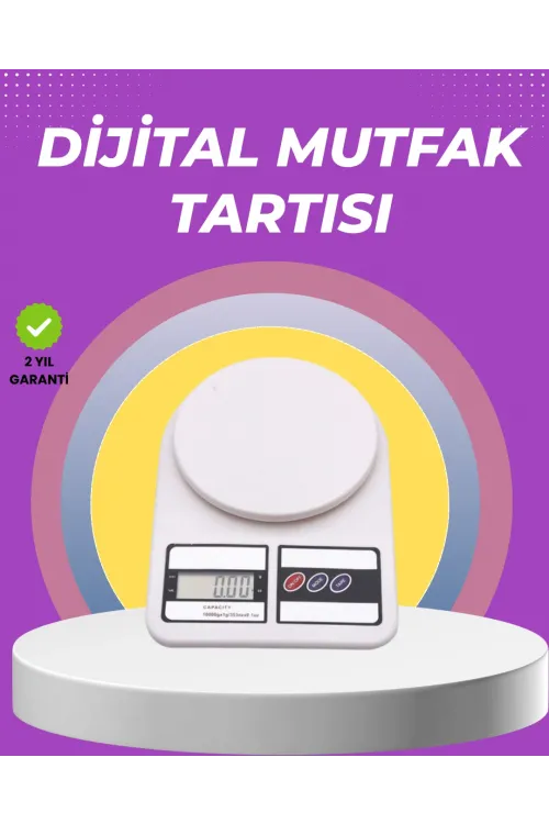 Beyaz Plastik Dijital Mutfak Tartısı – 24x16.8x1.5cm