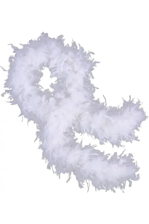 Beyaz Renk Kabarık Kalın Otriş Boa Tüy 6 Cm Genişlik 180-200 Cm Uzunluk