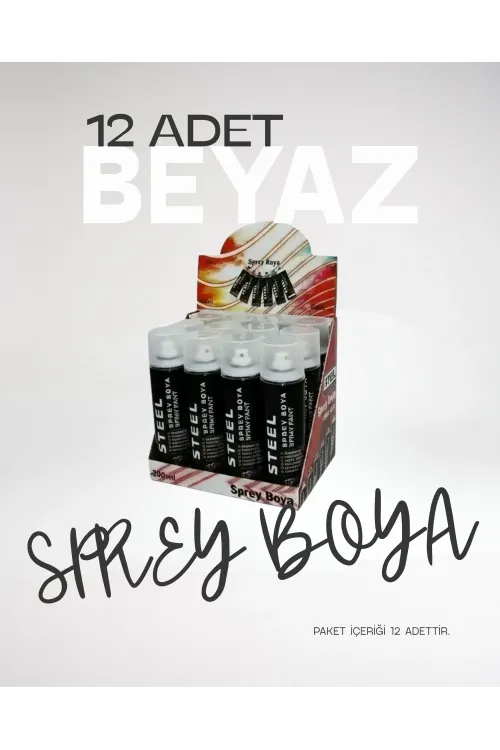 Beyaz Sprey Boya 200 Ml 12 Adet IEGOS6M