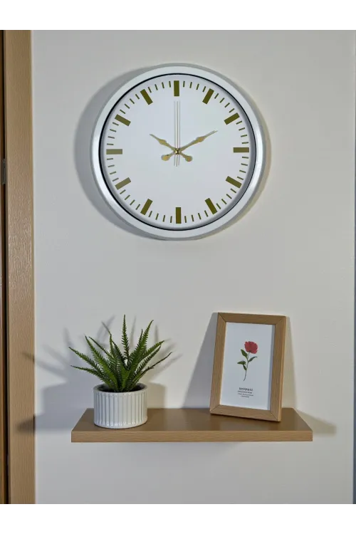Beyaz Zarafet 40 Cm Metal Duvar Saati