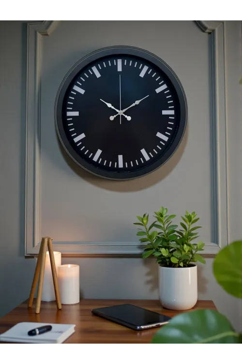 Black Baseline 40 Cm Metal Duvar Saati