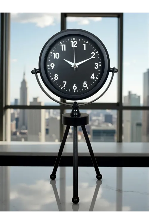 Black Luxury Modern Üç Ayaklı Metal Masa Saati